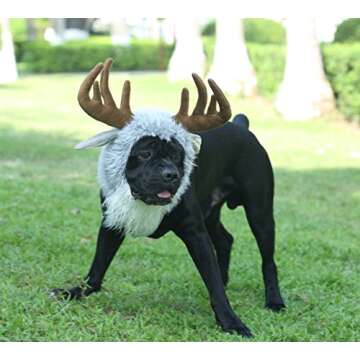Funny Moose Costumes for Dog, Cute Furry Pet Wig for Halloween Christmas, Pet Clothing Accessories (...