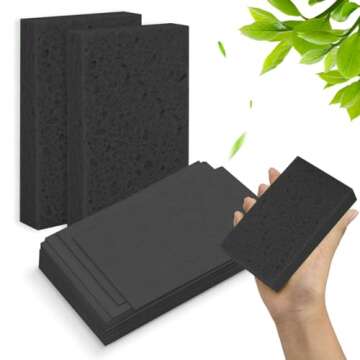 Spunspon 12 - Pack Non-Scratch Scrub Sponges - Sponges for Dishes and Washing Dishes, Cleaning Sponges for Kitchen Home and More（Black）