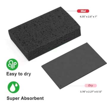 Spunspon 12 - Pack Non-Scratch Scrub Sponges - Sponges for Dishes and Washing Dishes, Cleaning Sponges for Kitchen Home and More（Black）