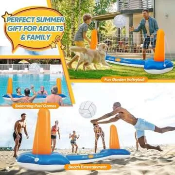 Inflatable Pool Volleyball Set & Basketball Hoop