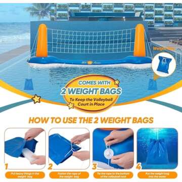 Inflatable Pool Volleyball Set & Basketball Hoop