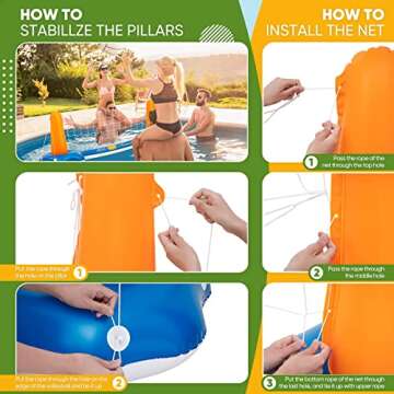 Inflatable Pool Volleyball Set & Basketball Hoop