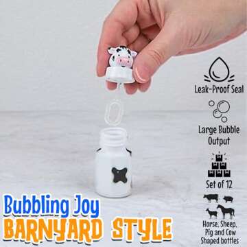 Fun Express Barnyard Bubble Bottles (Set of 12) Farm Animal Designs Include Horse, Sheep, Pig and Cow - VBS Vacation Bible School Supplies/Decor