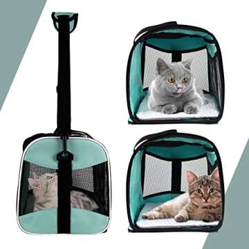 Cat Carrying Case Pet Dog Carrier Soft-Sided Cat Bag Airline Approved, Pet Travel Carrier Up to 15 Lbs, Collapsible Cat Carrier Dog Carrier for Medium Cats Small Cats Dogs(17x11x11 Green)