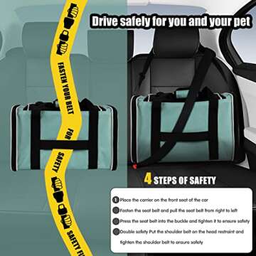 Cat Carrying Case Pet Dog Carrier Soft-Sided Cat Bag Airline Approved, Pet Travel Carrier Up to 15 Lbs, Collapsible Cat Carrier Dog Carrier for Medium Cats Small Cats Dogs(17x11x11 Green)