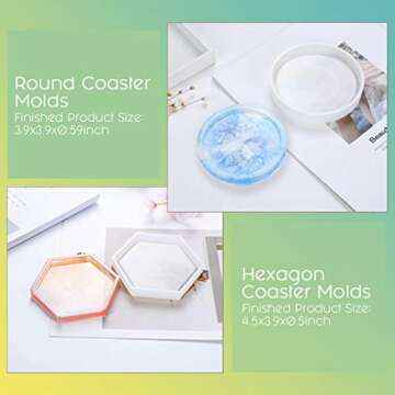 LET'S RESIN 2Pcs Large Pen Holder Epoxy Resin Molds Hexagon Round Silicone Molds