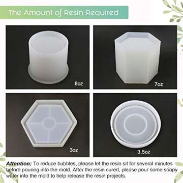 LET'S RESIN 2Pcs Large Pen Holder Epoxy Resin Molds Hexagon Round Silicone Molds