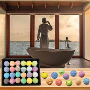 Bath Bombs for Women Gift. Self Care Kit. Relaxing Bath Bomb Set. Essential Oils Bath for Moisturizing Dry Skin, Relaxing & Moisturizing