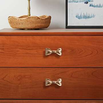 WAYUTO 1 Pair Brass Cabinet Knobs - Stylish Bow Tie Design for Furniture Decor