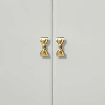 WAYUTO 1 Pair Brass Bow Tie Cabinet Knobs for Furniture
