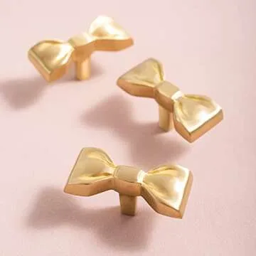 WAYUTO 1 Pair Brass Bow Tie Cabinet Knobs for Furniture