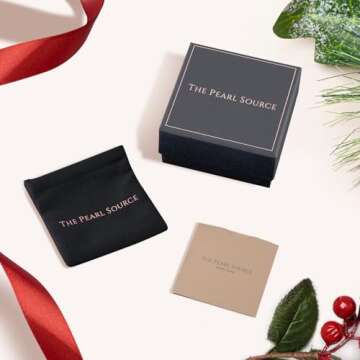 The Pearl Source Real Pearl Necklace for Women with AAA+ Quality Round White Freshwater Genuine Cultured Pearls | 14K Gold Clasp White Gold