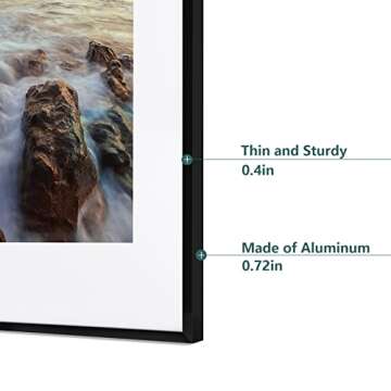 POUKROO A2 Poster Frame,16.5x23.4 Black Thin Aluminum Picture Frames with Polished Plexiglass,Easy to Hang,Display Picture A2 without Mat or A3 with Mat for Wall Mounting Horizontally and Vertically