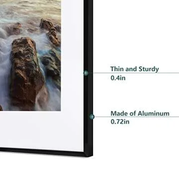 POUKROO A2 Poster Frame,16.5x23.4 Black Thin Aluminum Picture Frames with Polished Plexiglass,Easy to Hang,Display Picture A2 without Mat or A3 with Mat for Wall Mounting Horizontally and Vertically