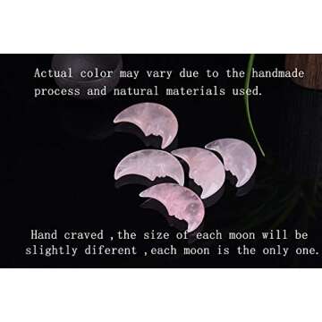 JIC Gem Moonstone Crystals Natural Rose Quartz Gemstone Hand Made Crescent Moon Shape Crystal for Meditation Collection Home Office Decor Gift