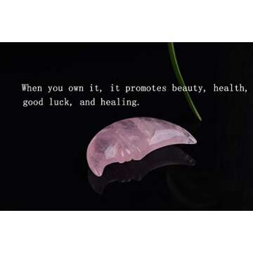 JIC Gem Moonstone Crystals Natural Rose Quartz Gemstone Hand Made Crescent Moon Shape Crystal for Meditation Collection Home Office Decor Gift