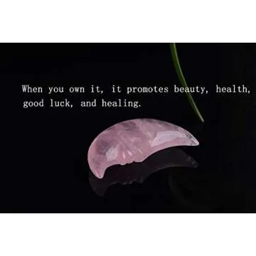 JIC Gem Moonstone Crystals Natural Rose Quartz Gemstone Hand Made Crescent Moon Shape Crystal for Meditation Collection Home Office Decor Gift