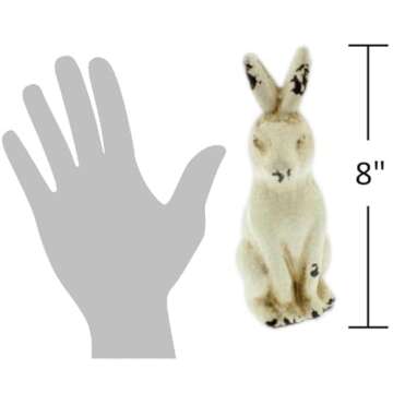 The Bridge Collection Distressed White Ceramic Rabbit Figurine- White Ceramic Bunny Home Decor- Ceramic Figurines Decorations- Small Rabbit Figurine and Statue- Decorative Bunny for Home Decor