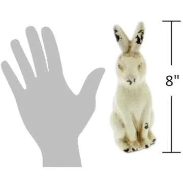 The Bridge Collection Distressed White Ceramic Rabbit Figurine- White Ceramic Bunny Home Decor- Ceramic Figurines Decorations- Small Rabbit Figurine and Statue- Decorative Bunny for Home Decor