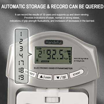 Handeful Grip Strength Tester - Dynamometer Handgrip Measurer Meter, Handheld Strengthener Exerciser...