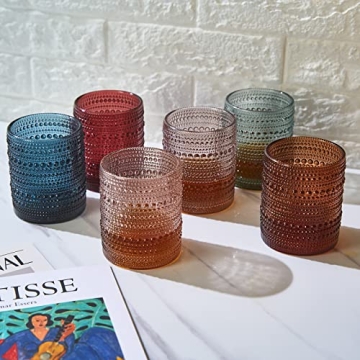 Khen Vintage Hobnail Tumbler Glasses Set of 6 Elegant 11 OZ