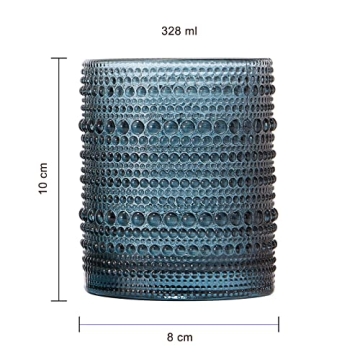 Khen Vintage Hobnail Tumbler Glasses Set of 6 Elegant 11 OZ