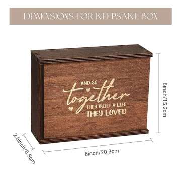 AW BRIDAL Wedding Keepsake Box Wood Memory Box Decorative Gift Box Wedding Engagement Gifts for Coup...