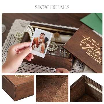 AW BRIDAL Wedding Keepsake Box Wood Memory Box Decorative Gift Box Wedding Engagement Gifts for Couples Anniversary Bridal Shower Gifts