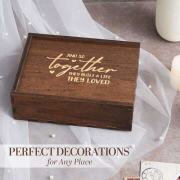 AW BRIDAL Wedding Keepsake Box Wood Memory Box Decorative Gift Box Wedding Engagement Gifts for Couples Anniversary Bridal Shower Gifts
