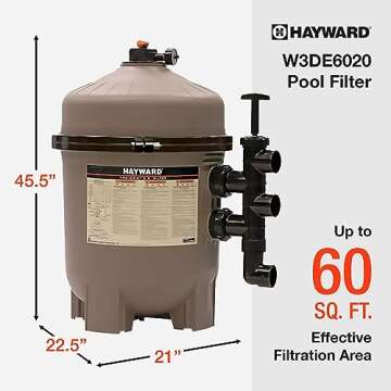Hayward ProGrid 60 Square Foot High Capacity 120 Gallon Per Minute DE Filter for Large In Ground Swimming Pools and Outdoor Spas, Brown