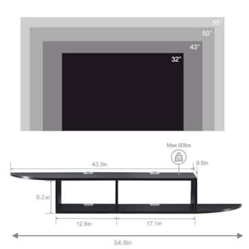 GHC Floating TV Stand, Wall Mounted Entertainment Center and Cabinet Shelf, TV Console with Storage,...