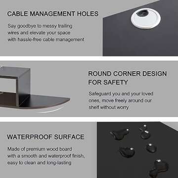 GHC Floating TV Stand, Wall Mounted Entertainment Center and Cabinet Shelf, TV Console with Storage, Media Console for DVD Player, Space-Saving Under TV Shelf for Bedroom, Living Room (Black)