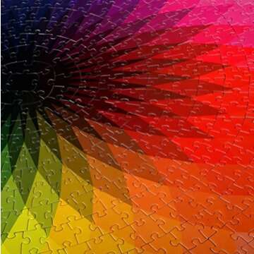LRRH 1000 Pcs Round Jigsaw Puzzles Rainbow Palette for Families