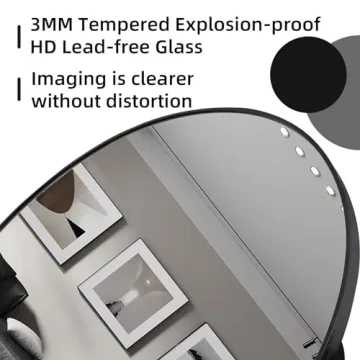 ZHUNFA Elegant Black Arched Full Length Mirror