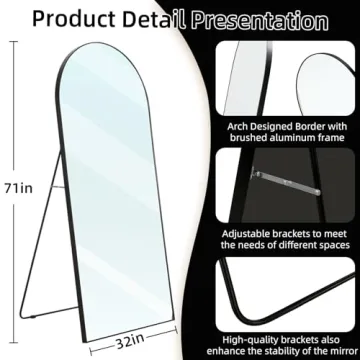 ZHUNFA Elegant Black Arched Full Length Mirror