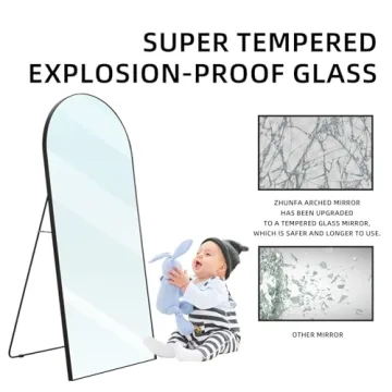 ZHUNFA Elegant Black Arched Full Length Mirror