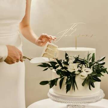 Luxtomi - Wedding Cake Toppers, Wedding Cake Toppers Bride and Groom, Custom Cake Topper, Customize Your Own Anniversary (Style 1, Metallic Gold Both Sides)