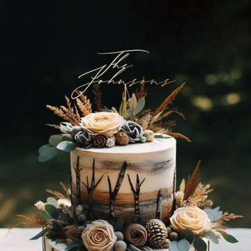 Luxtomi - Wedding Cake Toppers, Wedding Cake Toppers Bride and Groom, Custom Cake Topper, Customize Your Own Anniversary (Style 1, Metallic Gold Both Sides)