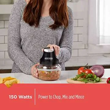 BLACK+DECKER EHC3002B 4-Cup Glass Bowl Electric Chopper: Chop, Serve, & Store, Black