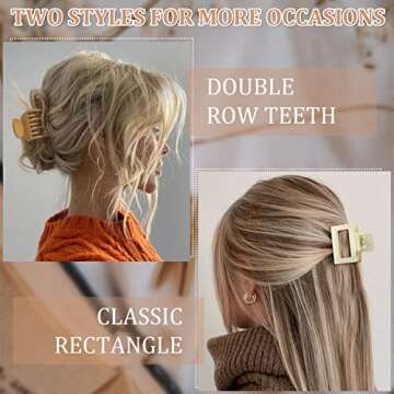 Giesiery 8 Pack Double Row Teeth Hair Clips for Thin Hair 1.6" Medium Matte Non-slip Short hair Acce...