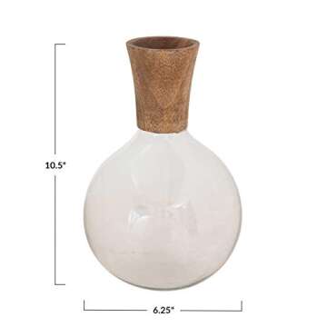 Creative Co-Op Elegant Glass & Mango Wood Decanter