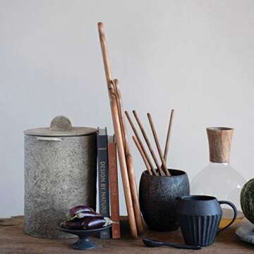 Creative Co-Op Elegant Glass & Mango Wood Decanter