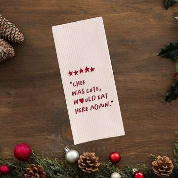 DOTAIN Funny Kitchen Towels,Chef was Cute Would Eat Here Again Waffle Weave Dish Towel Cloth Decor,F...