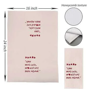 DOTAIN Funny Kitchen Towels,Chef was Cute Would Eat Here Again Waffle Weave Dish Towel Cloth Decor,Funny Kitchen Decor,Funny Kitchen Towels,Chef Gifts(24x16inch)