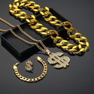Acruccen 80s 90s Hip Hop Costume Jewelry Set