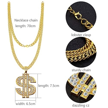 Acruccen 80s 90s Hip Hop Costume Jewelry Set