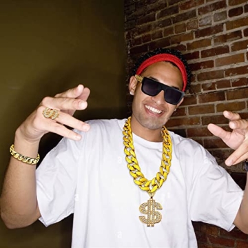 Acruccen 80s 90s Hip Hop Costume Jewelry Set