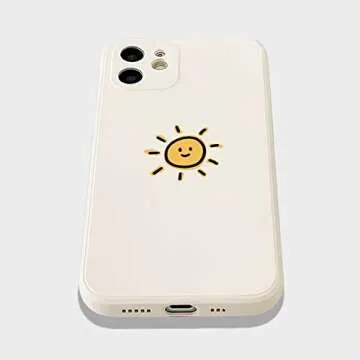 Casechics Compatible with iPhone Case,Silicone Cute Couple Matching Cartoon Sun Moon Camera Lens Protection Soft Shockproof Cover Phone Case (Whitesun,iPhone 13)