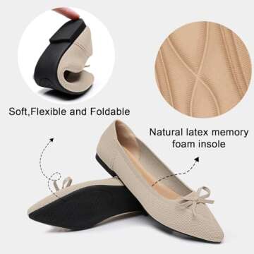 Stylish TINGRISE Bow Knit Ballet Flats for Women