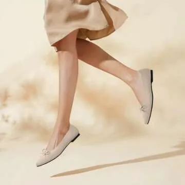 Stylish TINGRISE Bow Knit Ballet Flats for Women